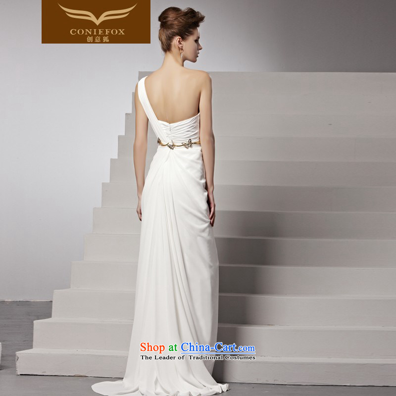 Creative Fox shoulder bride wedding dress elegant long tail evening dresses white dresses and chest banquet evening dress long skirt 81553 under the auspices of picture color XL, creative Fox (coniefox) , , , shopping on the Internet