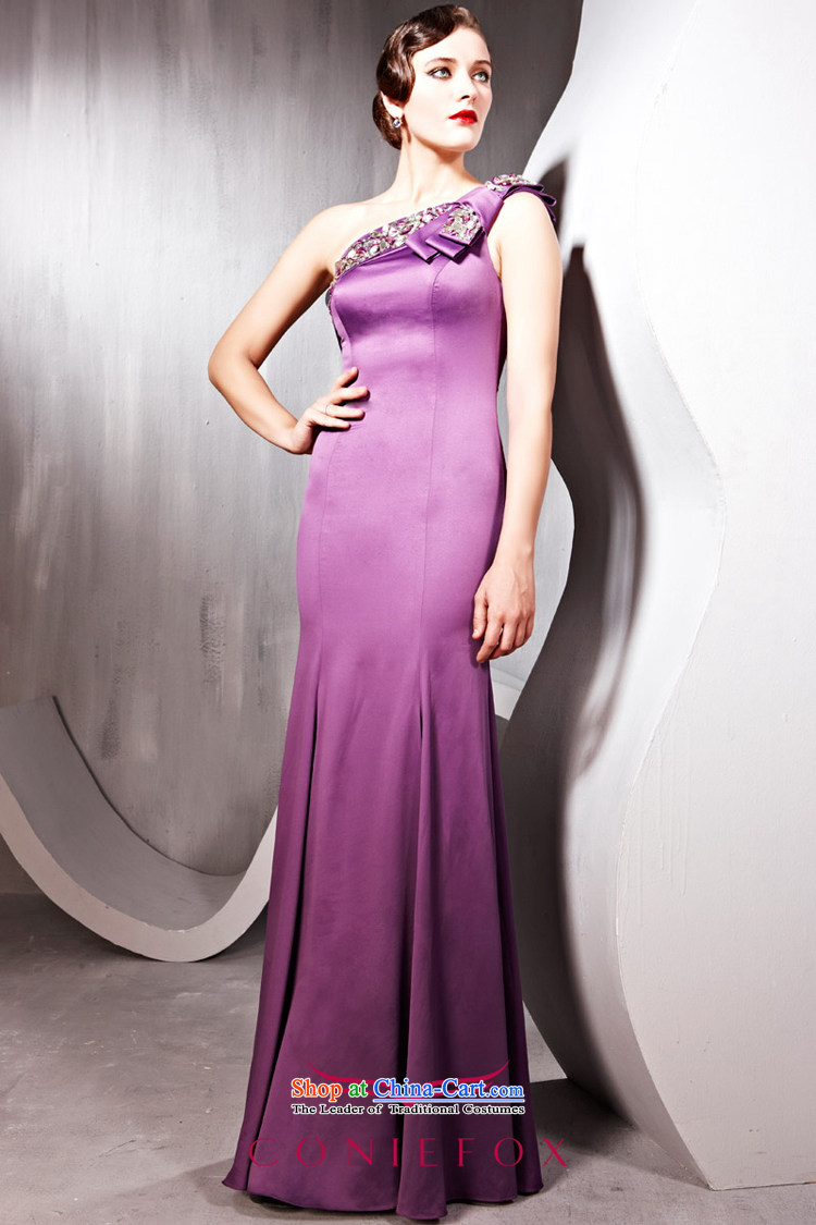 Creative Fox evening dresses shoulder temperament elegant long evening dresses evening banquet Sau San services under the auspices of the annual bows dress to align the evening dresses 56566 purple L picture, prices, brand platters! The elections are supplied in the national character of distribution, so action, buy now enjoy more preferential! As soon as possible.