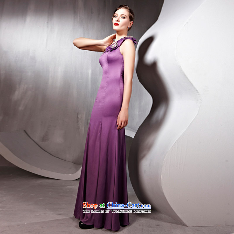 Creative Fox evening dresses shoulder temperament elegant long evening dresses evening banquet Sau San services under the auspices of the annual bows dress to align the evening dresses 56566 purple , L, creative Fox (coniefox) , , , shopping on the Internet