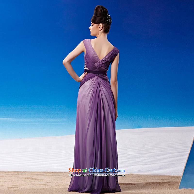 Creative Fox evening dresses and sexy V-Neck purple wedding dresses long skirt to align the evening banquet married women serving under the auspices of the annual bows dress 81325 color picture XL, creative Fox (coniefox) , , , shopping on the Internet