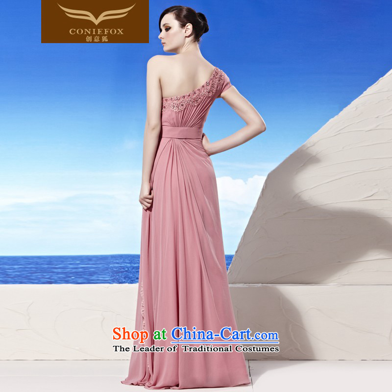 Annual Meeting of the creative dress under the auspices of the Kitsune dresses dresses Beveled Shoulder elegant long bridesmaid dress bows will serve evening dress  58019 pink , L, creative Fox (coniefox) , , , shopping on the Internet