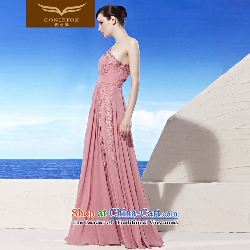 Annual Meeting of the creative dress under the auspices of the Kitsune dresses dresses Beveled Shoulder elegant long bridesmaid dress bows will serve evening dress  58019 pink , L, creative Fox (coniefox) , , , shopping on the Internet