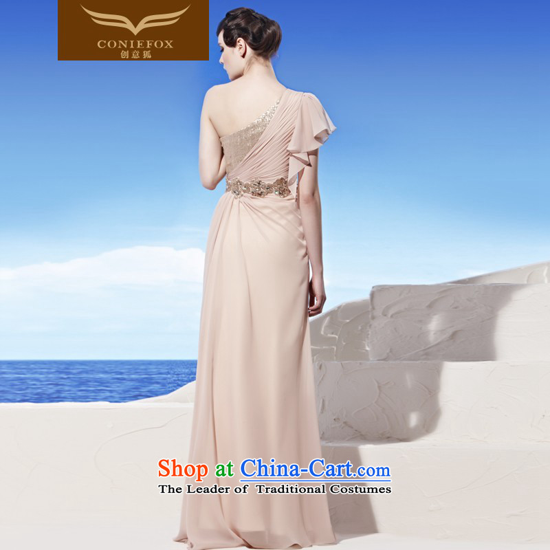 Annual Meeting of the creative dress fox moderator dress banquet long Beveled Shoulder evening drink stylish and classy Western wind-dress dresses 58025 pink , L, creative Fox (coniefox) , , , shopping on the Internet