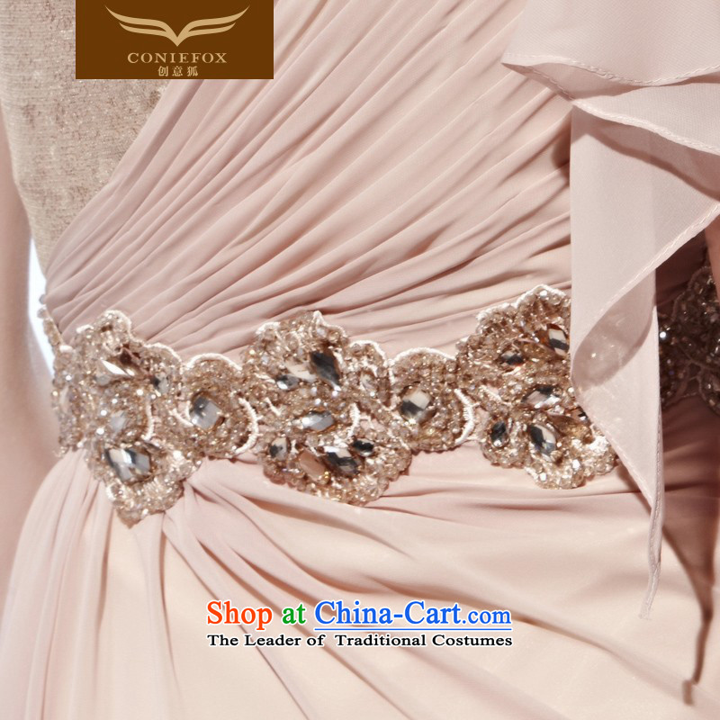 Annual Meeting of the creative dress fox moderator dress banquet long Beveled Shoulder evening drink stylish and classy Western wind-dress dresses 58025 pink , L, creative Fox (coniefox) , , , shopping on the Internet