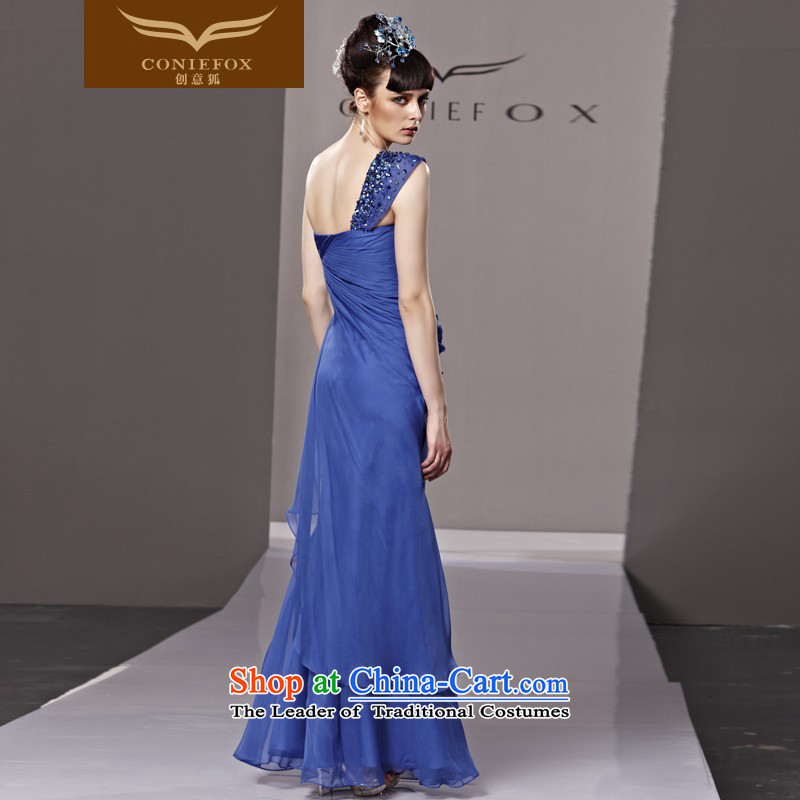 Creative Fox evening dresses banquet to align the blue Sau San diamond evening dress Bow Tie Beveled Shoulder evening long gown exhibition staged dress聽80560聽聽S creative fox blue (coniefox) , , , shopping on the Internet