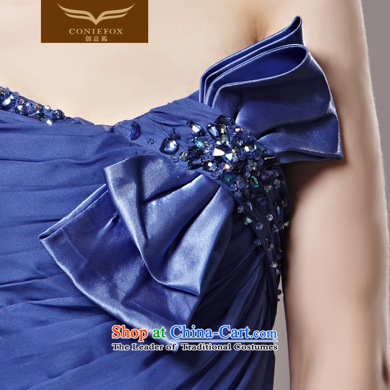 Creative Fox evening dresses banquet to align the blue Sau San diamond evening dress Bow Tie Beveled Shoulder evening long gown exhibition staged dress聽80560聽聽S creative fox blue (coniefox) , , , shopping on the Internet