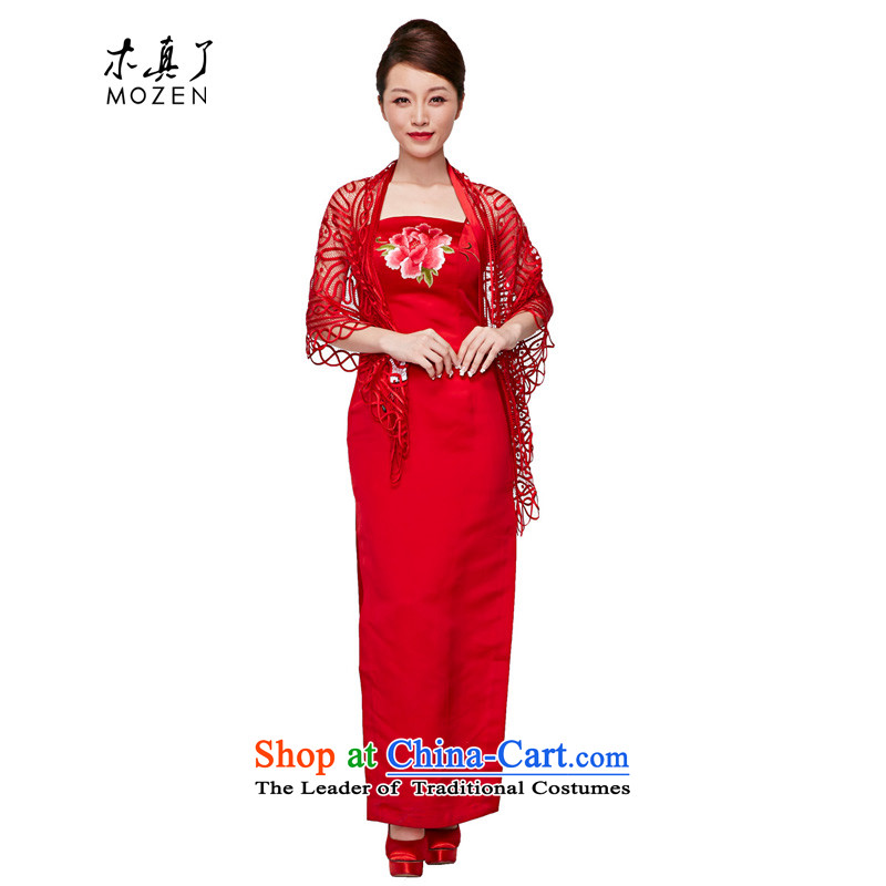 True 2015   New Long wedding dress embroidery bride long skirt Female? 50769 05 light red?M