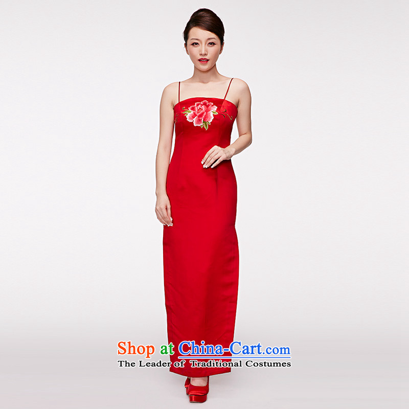 True 2015 : New Long wedding dress embroidery bride long skirt Female  50769 05 light red M : The True , , , shopping on the Internet