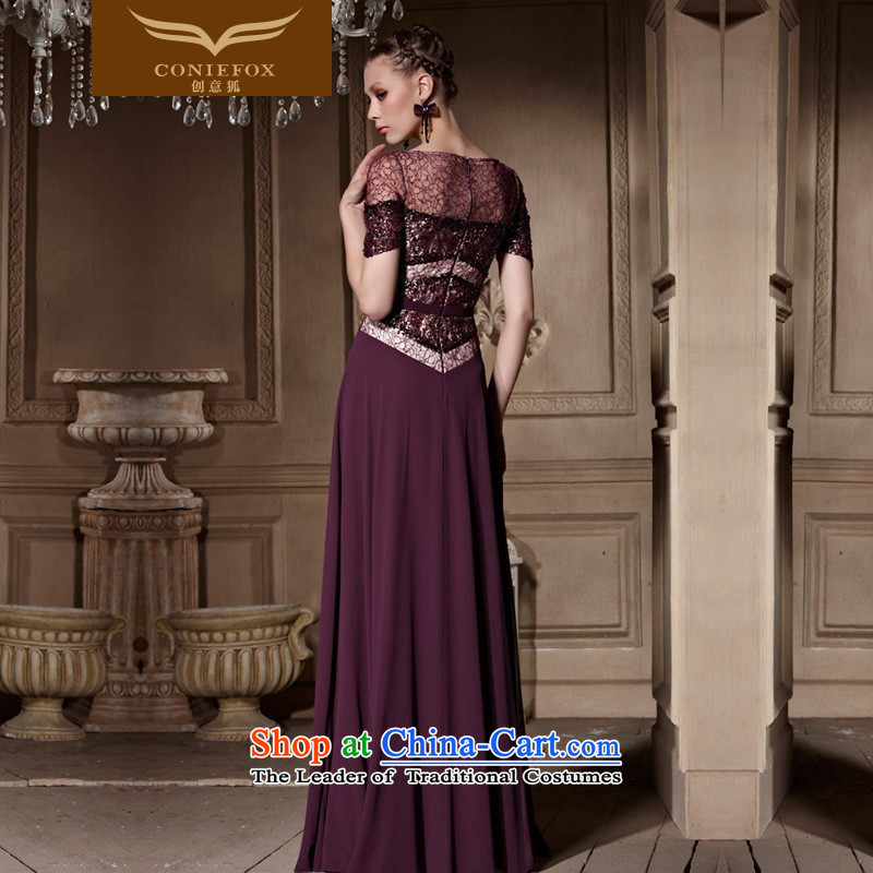 The kitsune high-end Custom Creative evening dresses new stylish banquet dress Sau San toasting champagne evening services under the auspices of the annual meeting of purple long gown 30635 color picture M creative Fox (coniefox) , , , shopping on the Internet