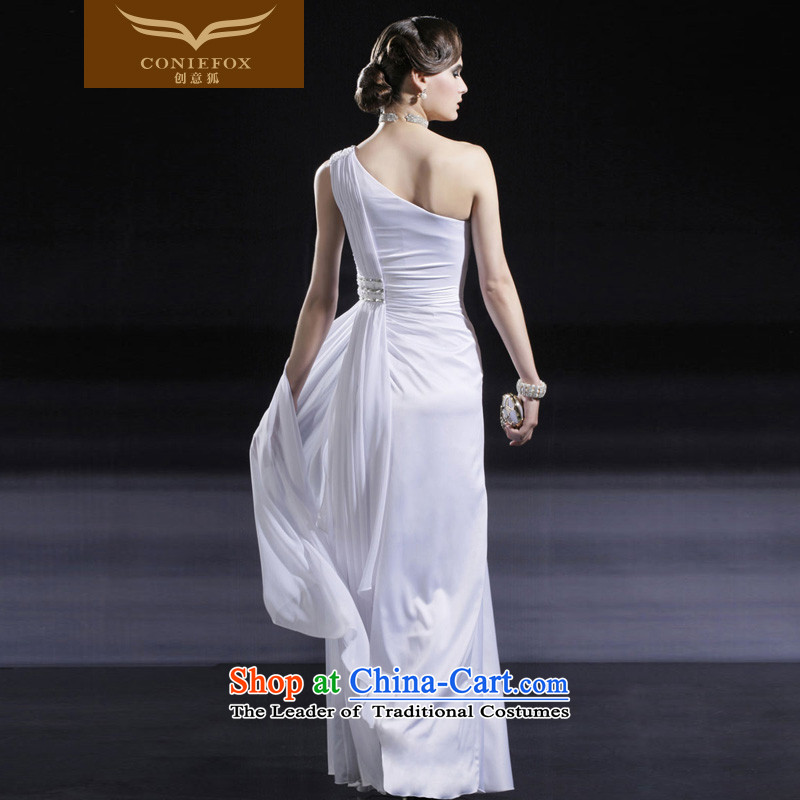 Creative Fox white shoulder wedding dresses Bridal Services Booking wedding dress toasting champagne evening banquet hosted dress will install long skirt 56628 White XL, creative Fox (coniefox) , , , shopping on the Internet