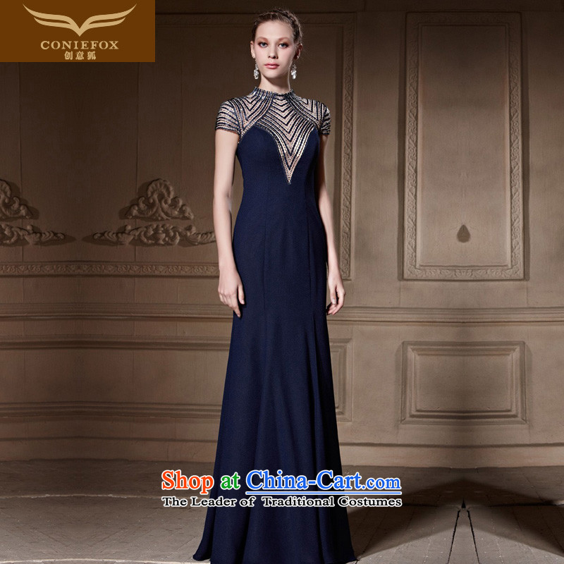 The kitsune high-end Custom Creative evening dresses?2015 new stylish Sau San hosted a banquet skirt dress evening dresses?81896?color picture?S