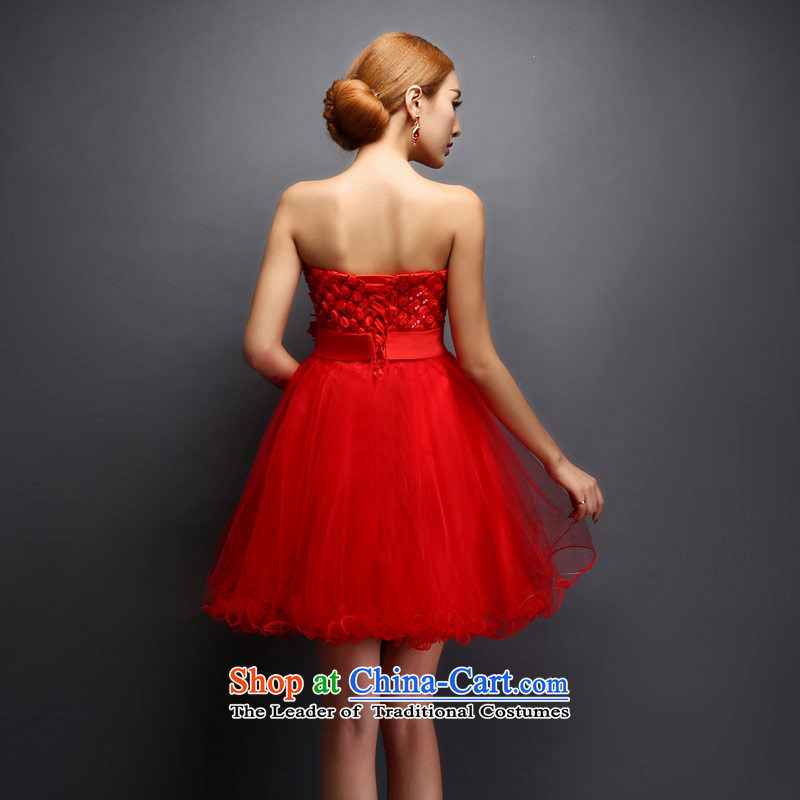 The new 2015 love of the overcharged stylish bride bridesmaid marriage bows wedding dress small Wedding Dress Short of evening female red tailor-made exclusively concept message size that the love of the overcharged shopping on the Internet has been pressed.