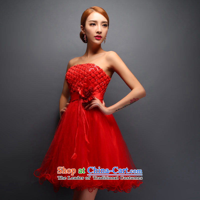 The new 2015 love of the overcharged stylish bride bridesmaid marriage bows wedding dress small Wedding Dress Short of evening female red tailor-made exclusively concept message size that the love of the overcharged shopping on the Internet has been pressed.