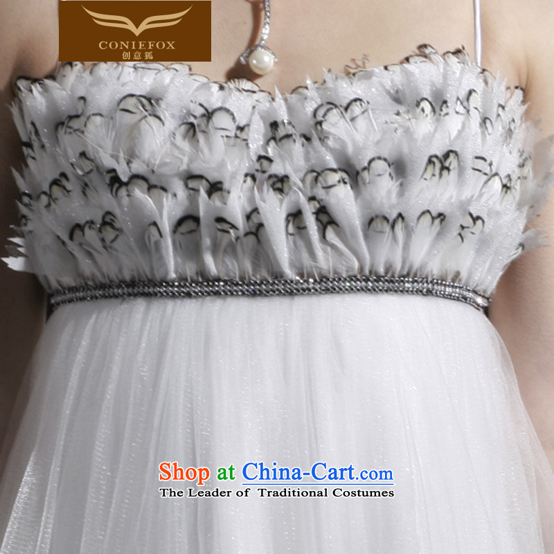Creative Fox Evening Dress Short of small dresses banquet theatrical services under the auspices of the annual dress short skirt sweet sister evening dress skirt birthday 80906 white L, creative Fox (coniefox) , , , shopping on the Internet