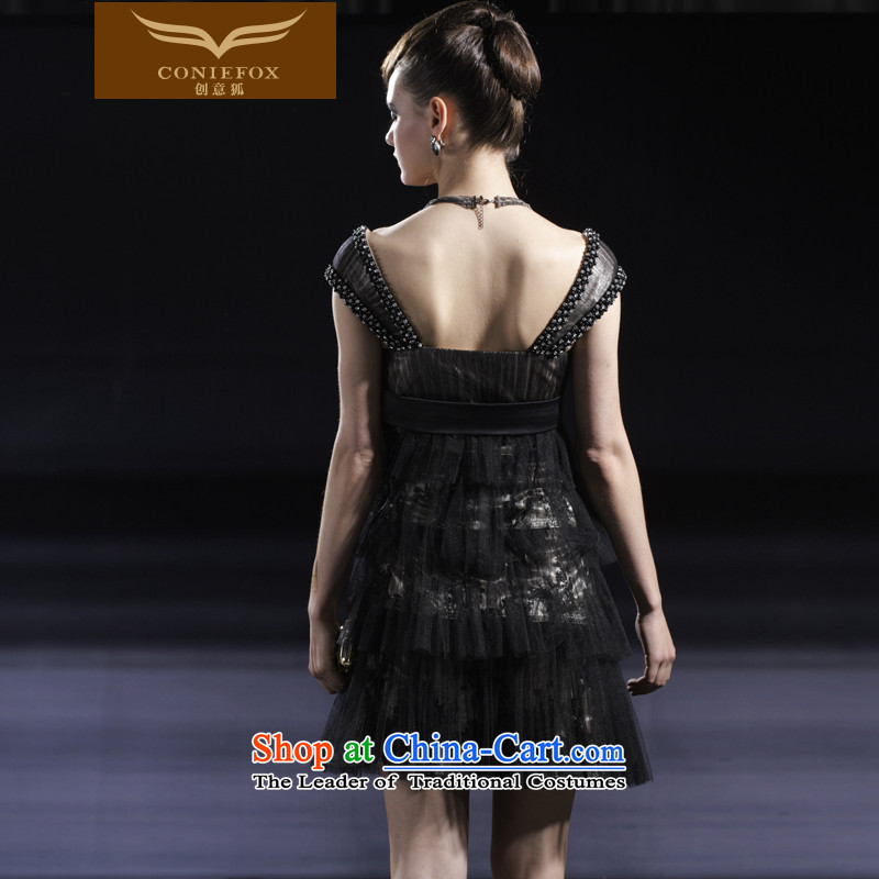 Creative Fox evening dress short black dress, banquet small dress stage performances under the auspices of serving short skirt party gatherings dress skirt sister replacing 80920 Black S, creative Fox (coniefox) , , , shopping on the Internet