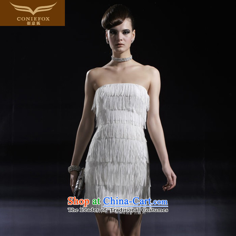 Creative Fox evening dresses and chest, white dresses banquet short-su short skirts annual meeting of birthdays and sisters will dress skirt 80926 WhiteXXL