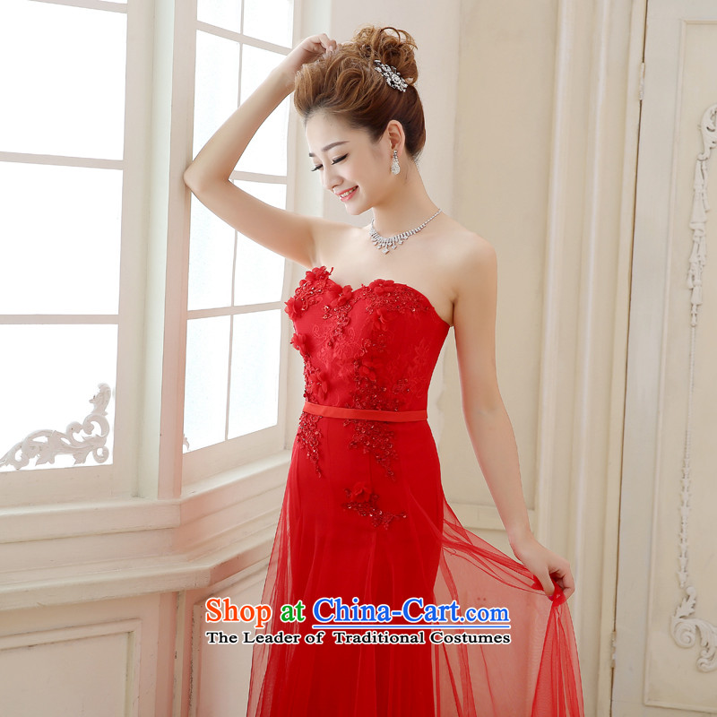 Rain-sang yi bride Wedding 2015 new red anointed chest Diamond Video thin red hotel bows long skirt the marriage door dress LF211 RED , L, rain is yi , , , shopping on the Internet