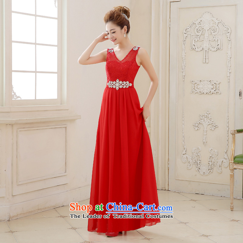 Rain Coat bridal dresses yet 2015 new red elegant shoulders V-Neck lace Diamond Video thin red hotel bows frockcoat LF210 marriage red tailored, does not allow for rain-sang Yi shopping on the Internet has been pressed.
