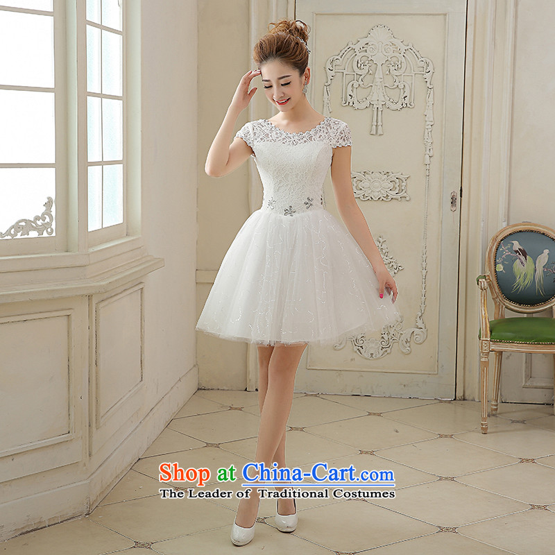 Rain was short of Yi marriages small wedding 2015 new white video thin lovely bridesmaid short skirt diamond strap lace dress LF209 white tailored, does not allow for rain-sang Yi shopping on the Internet has been pressed.