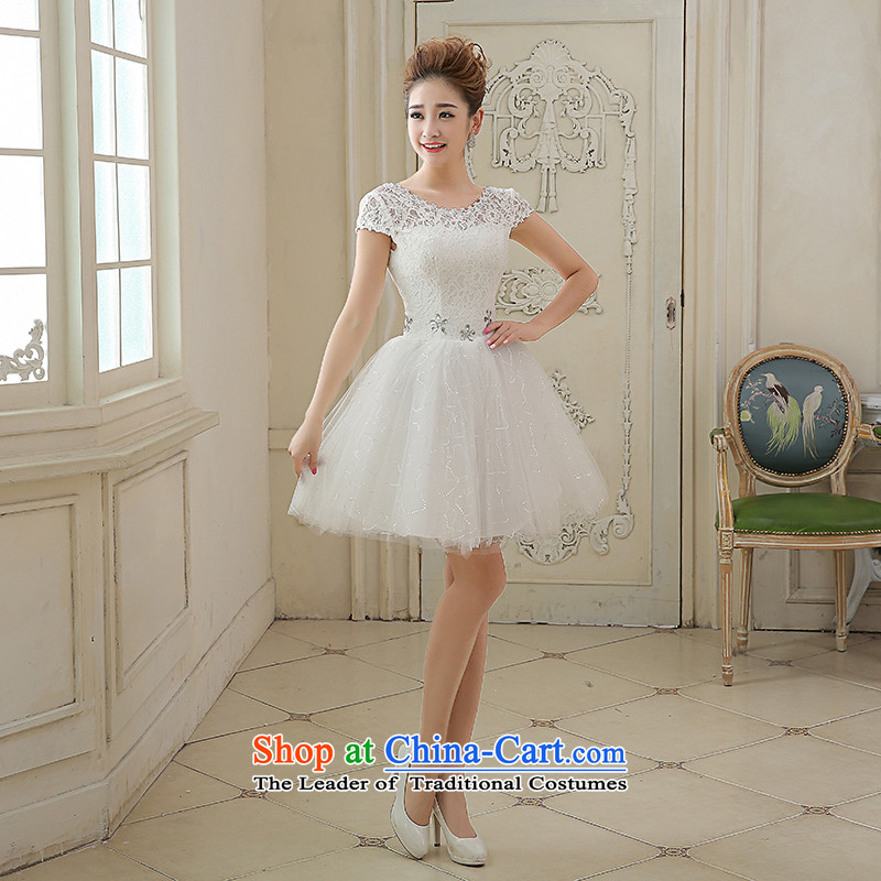 Rain was short of Yi marriages small wedding 2015 new white video thin lovely bridesmaid short skirt diamond strap lace dress LF209 white tailored, does not allow for rain-sang Yi shopping on the Internet has been pressed.