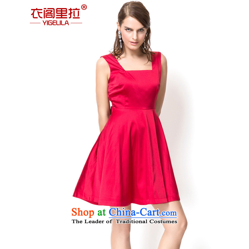 Yi Ge lire large red sexy back banquet will stretch dress on silk and cotton bride bows evening dress skirt the Red Mansion, 6,765 families exited yi liras (YIGELILA) , , , shopping on the Internet
