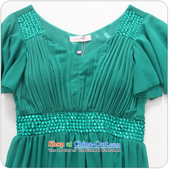 C.o.d. Package Mail xl new ultra short-sleeved reset manually staple pearl V-Neck chiffon annual meeting, Chairman of Night Gown dresses thick mm chiffon skirt green XL pictures, the burden of approximately 120-140 price, brand platters! The elections are supplied in the national character of distribution, so action, buy now enjoy more preferential! As soon as possible.