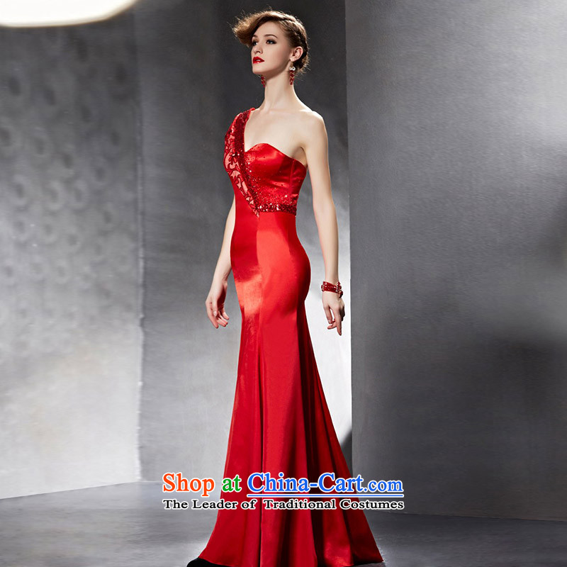 Creative Fox evening dresses 2015 new red bride wedding dress banquet bows dress long to Sau San shoulder evening dress the highest with 30,625 patients followed picture color S, creative Fox (coniefox) , , , shopping on the Internet