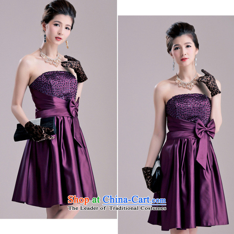 Glued to the Eiffel bow tie with chest large host Korean dress 2015 short of marriage plain manual banquet beaded dresses dress 5504 deep purple XL code picture, prices, brand platters! The elections are supplied in the national character of distribution, so action, buy now enjoy more preferential! As soon as possible.
