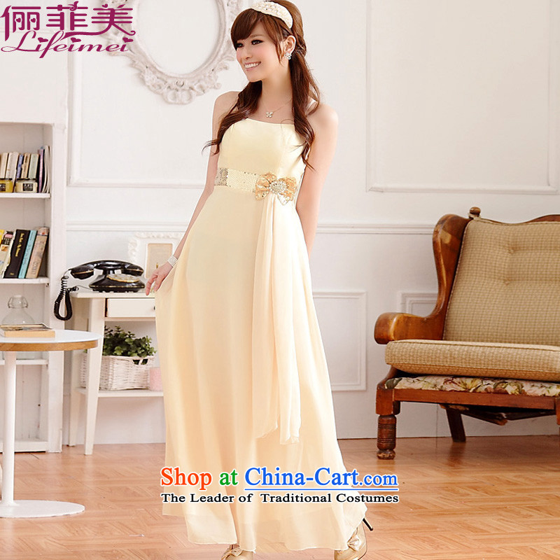 Li and the big western temperament pretty light Drill Down Clip strap long version of the long years of evening dresses bridesmaid sister chiffon long skirt suits champagne will? fit 90-120 catty F