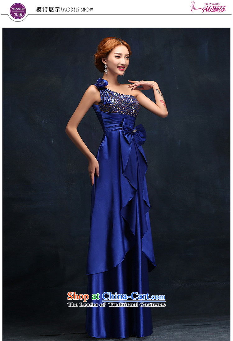 2015 new marriages long blue shoulder banquet performances moderator evening dress M picture, prices, brand platters! The elections are supplied in the national character of distribution, so action, buy now enjoy more preferential! As soon as possible.