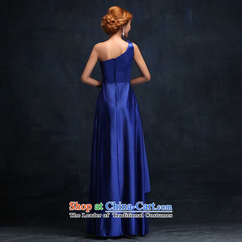 2015 new marriages long blue shoulder banquet performances moderator evening dresses according to Lin Sha , , , M shopping on the Internet
