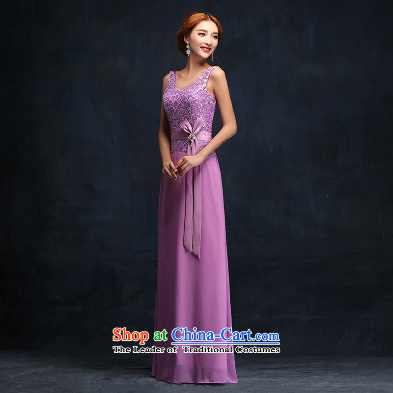 Bridesmaid dress long 2015 new Korean zipper purple bridesmaid to mission service dress bride bows S, according to Lin Sha , , , shopping on the Internet