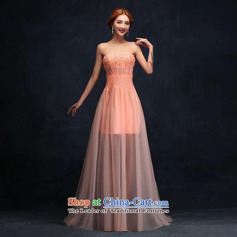 Toasting Champagne Service Bridal 2015 married new long dresses and chest Sau San sexy fluoroscopy strap evening dress according to Lin Sha , , , M shopping on the Internet