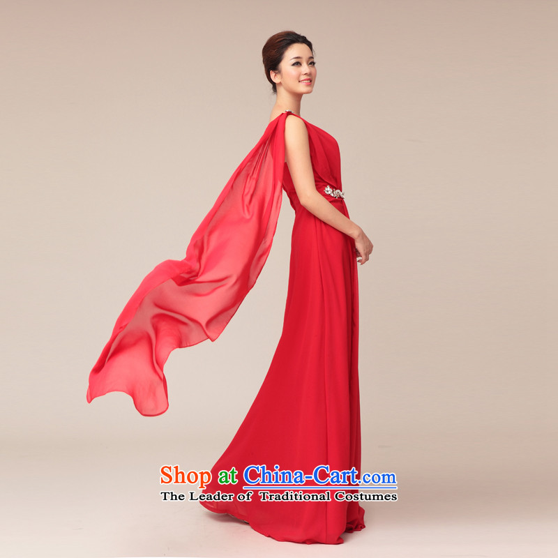 The 2015 new HIV wedding Greece wind red dress marriage shoulder evening dress bridesmaid bride bows large red , L, HIV in , , , shopping on the Internet