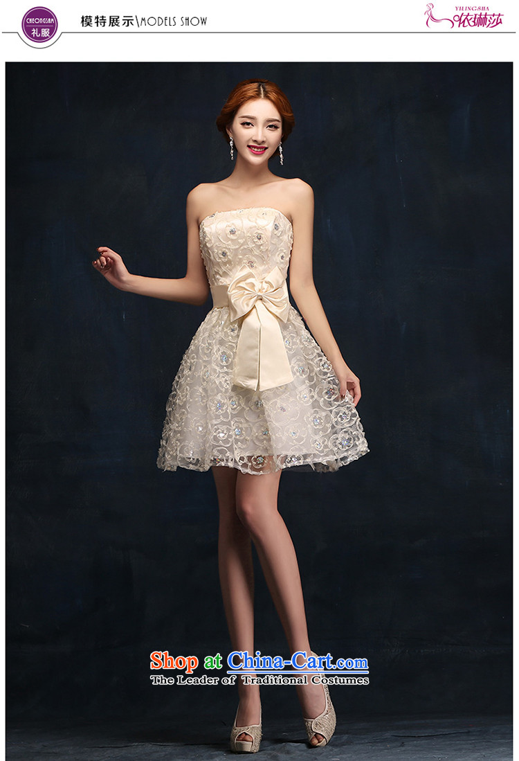 According to Lin Sha 2015 new bridesmaid Dress Short of Korean married bows to champagne color and chest small dress skirt summer S picture, prices, brand platters! The elections are supplied in the national character of distribution, so action, buy now enjoy more preferential! As soon as possible.