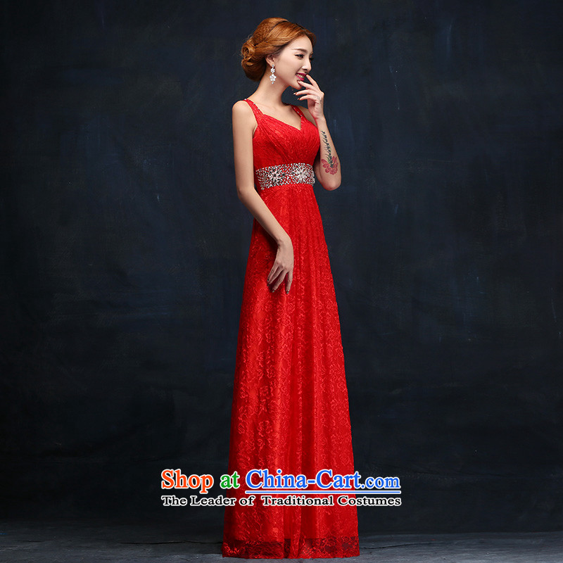The bride dress new 2015 Red long female evening dress uniform dress bows of marriage in accordance with Lin Sha.... XL, online shopping