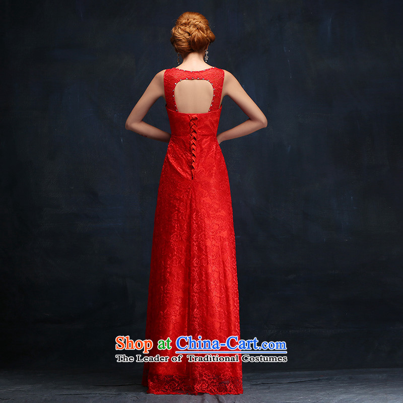 The bride dress new 2015 Red long female evening dress uniform dress bows of marriage in accordance with Lin Sha.... XL, online shopping