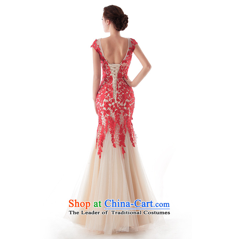 The 2015 new HIV-hsia chestnut red lace crowsfoot shoulders nude bows to drop off service wedding ceremony of the , , , M RED HIV shopping on the Internet