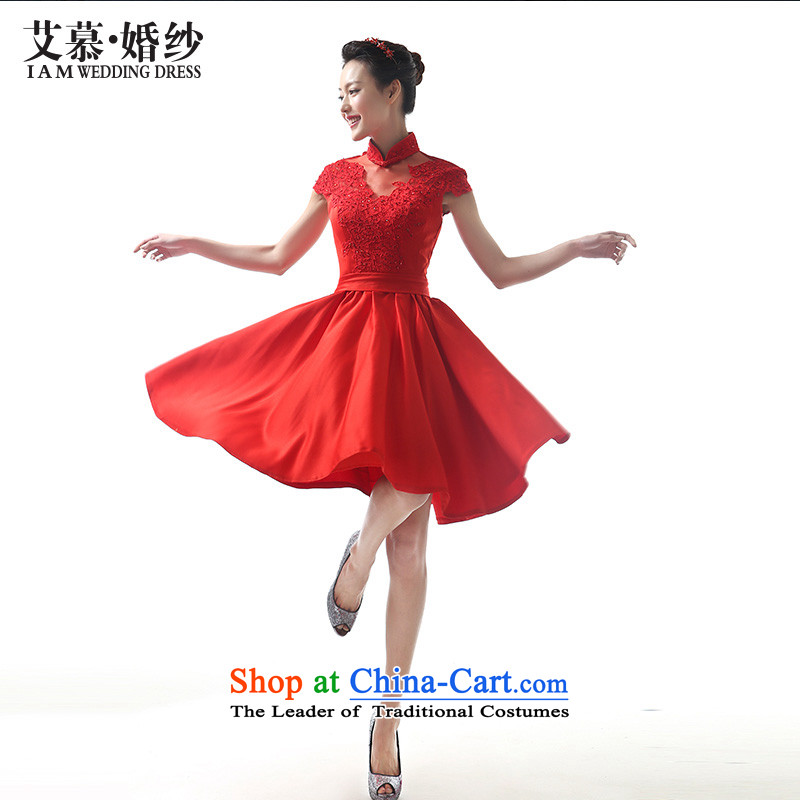 The image of the bride HIV Red Dress Short skirts skirt Sau San with stylish wedding dresses bows evening dresses red?S