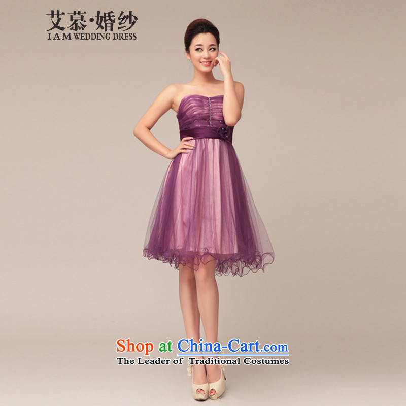 The 2015 new HIV wedding dresses elegant violet wiping the chest short of married women to spend their twilight years bridesmaid purple M