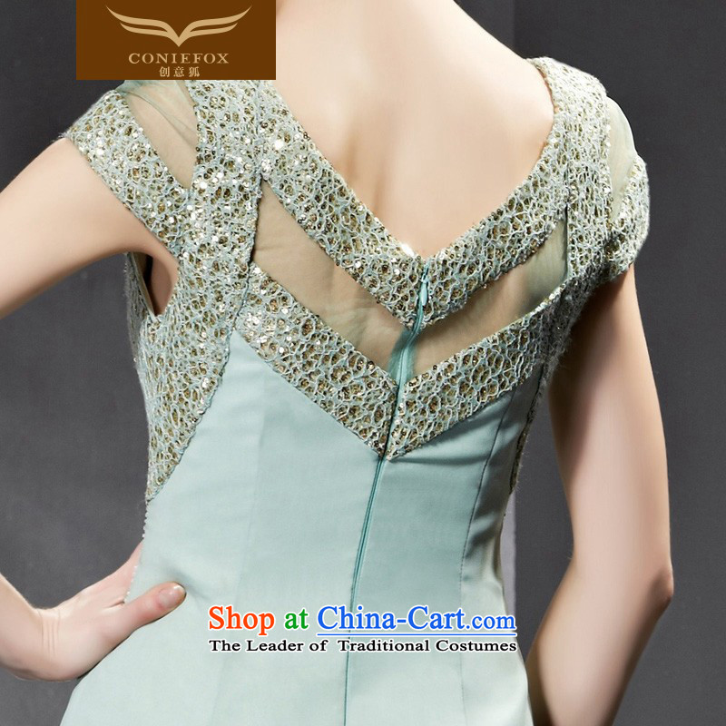 Creative Fox evening dresses Summer 2015 new products long service banquet bows V-Neck evening dresses Sau San will preside over long skirt 30663 Female green XXL, creative Fox (coniefox) , , , shopping on the Internet