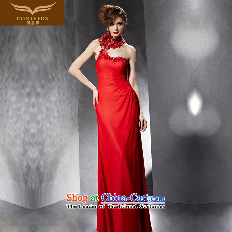 Creative Fox evening dresses聽2015 new drink service banquet evening dress red brides video thin wedding dress female long gown 30689 also attached picture color聽S