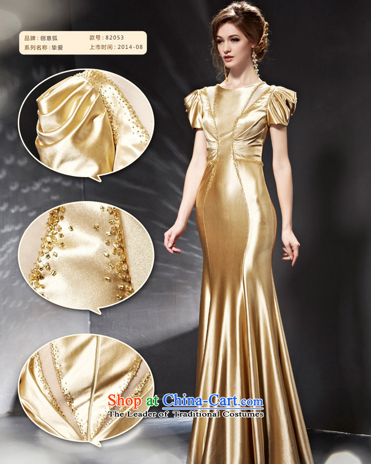 Creative Fox evening dresses 2015 new sleek gold evening dresses banquet service long 