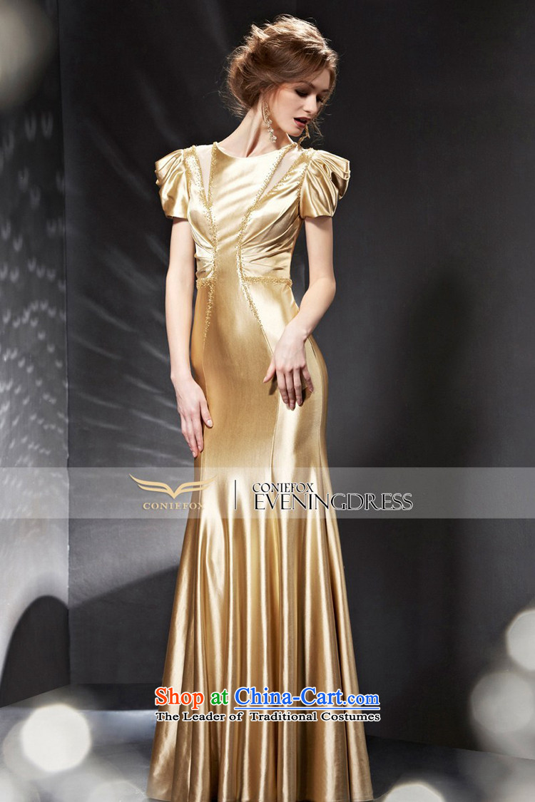 Creative Fox evening dresses 2015 new sleek gold evening dresses banquet service long 