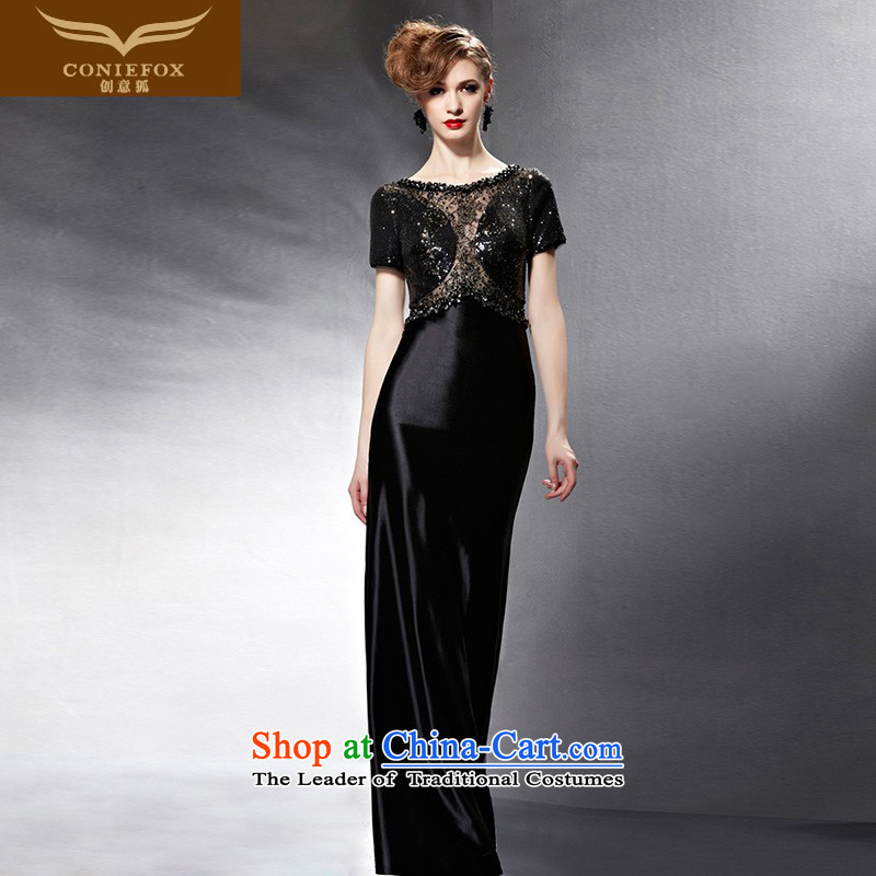 Creative Fox evening dresses聽2015 new black long gown skirt evening drink service banquet hosted the annual dress dress long skirt 82059 color picture聽XXL, creative Fox (coniefox) , , , shopping on the Internet