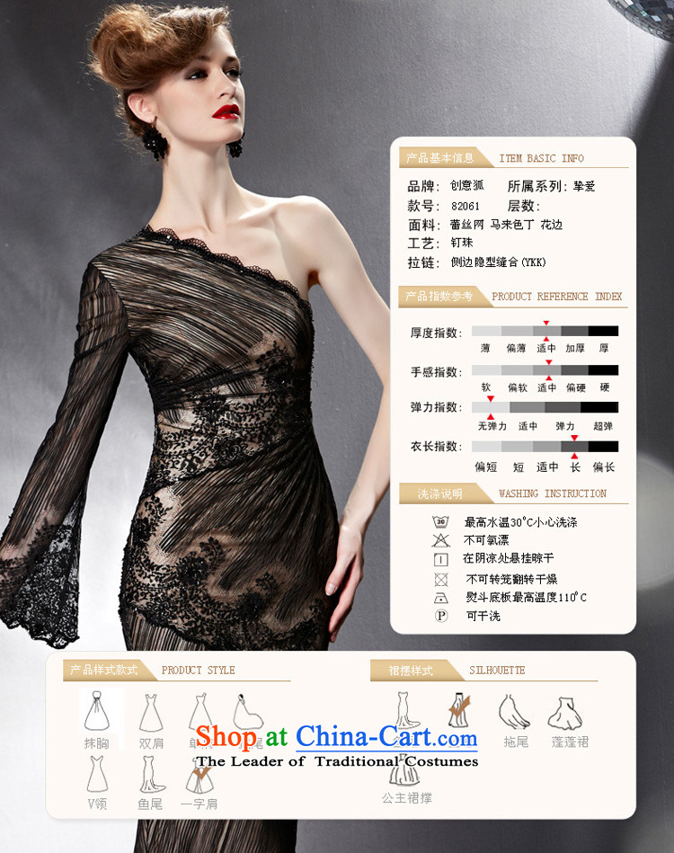 Creative Fox evening dresses 2015 new black dress banquet long single shoulder lace dress skirt bows services under the auspices of marriage dress female 82061 picture color pictures, prices, XL brand platters! The elections are supplied in the national character of distribution, so action, buy now enjoy more preferential! As soon as possible.