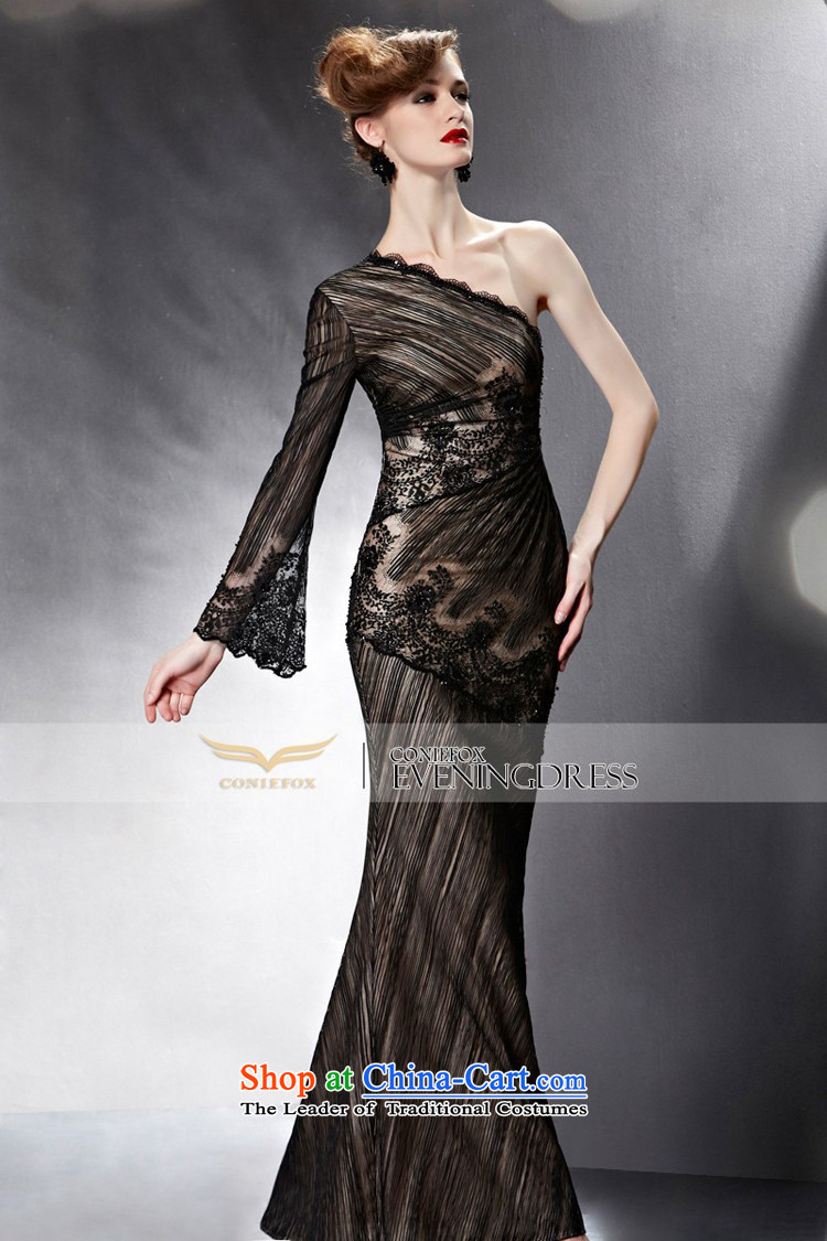Creative Fox evening dresses 2015 new black dress banquet long single shoulder lace dress skirt bows services under the auspices of marriage dress female 82061 picture color pictures, prices, XL brand platters! The elections are supplied in the national character of distribution, so action, buy now enjoy more preferential! As soon as possible.