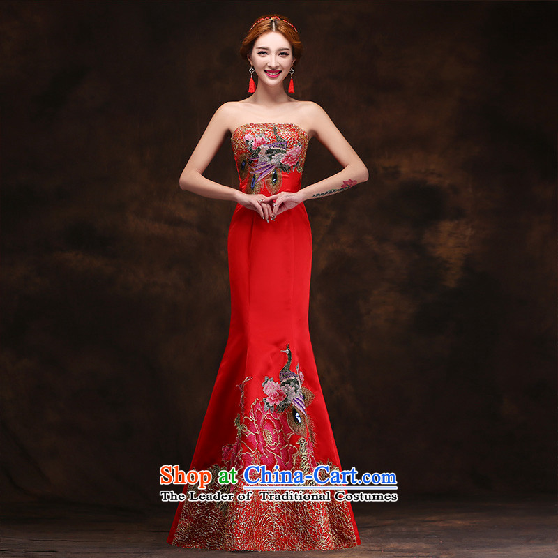 According to Lin Sa 2015 Spring New crowsfoot dress Korean long drink service     bride red retro China wind evening dresses tailored customer service, in accordance with the Advisory Lin Sha , , , shopping on the Internet