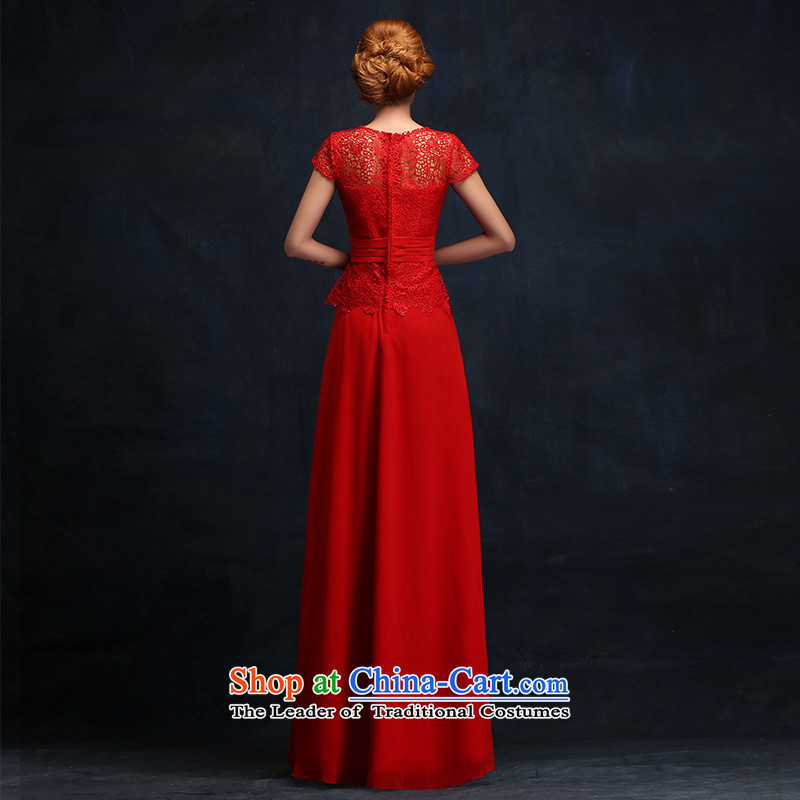 However Service Bridal Fashion 2015 Red Dress long word   crowsfoot shoulder bride wedding dress according to Lin Sha.... XL, online shopping