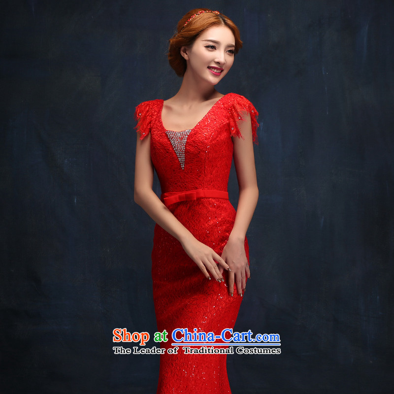 However Service Bridal Fashion 2015 new marriage shoulders red dress long gown female M, Sau San crowsfoot according to Lin Sha , , , shopping on the Internet